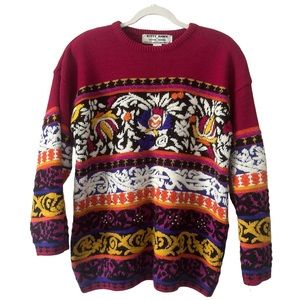 Vintage 1980's Kitty Hawk by Vivian Wang Knit Sweater Size Medium